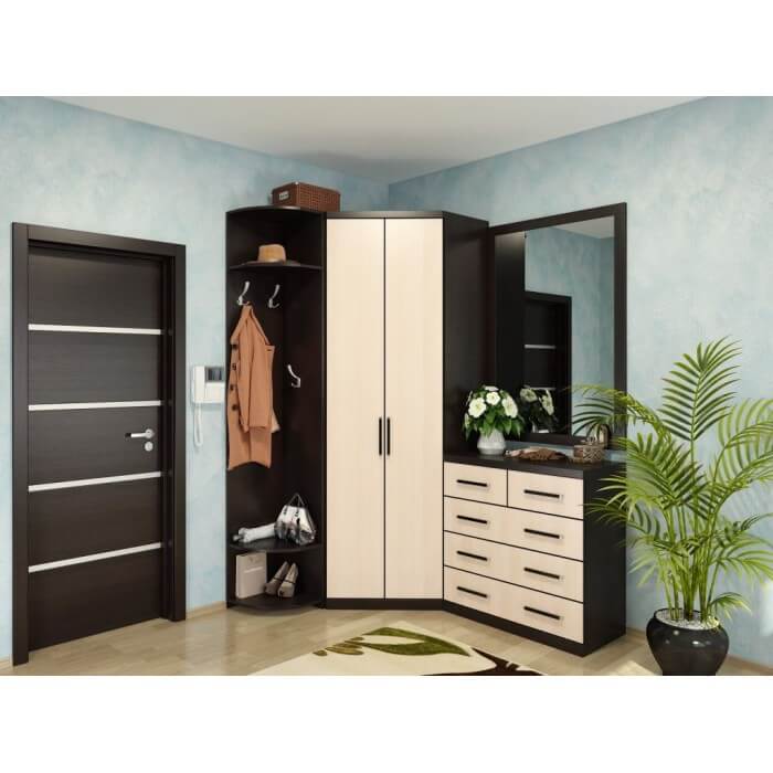 /Угловой шкаф в прихожую №214 с зеркалом на заказ